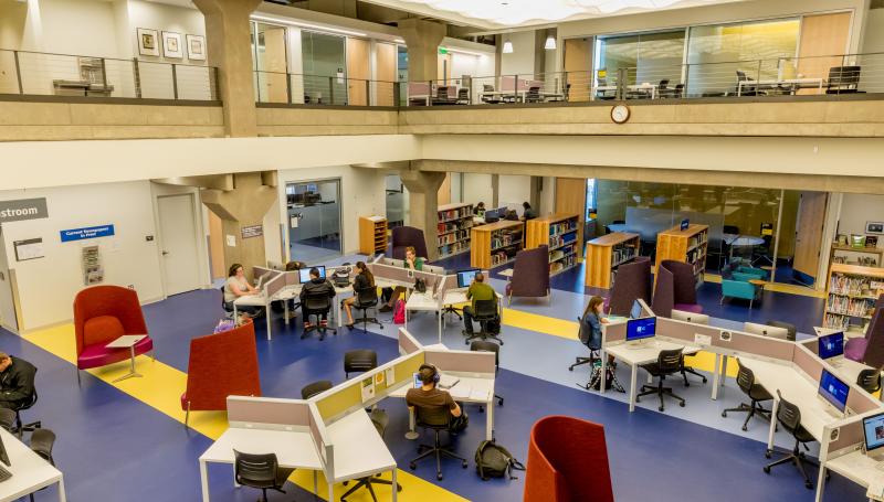 A picture of our library, from the second floor