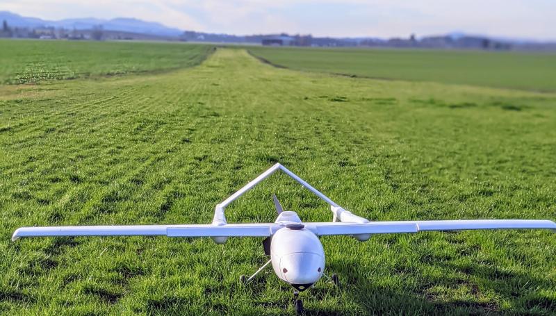drone on a field ready for takeoff