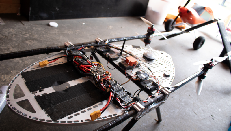 an open drone with the interior circuitry revealed