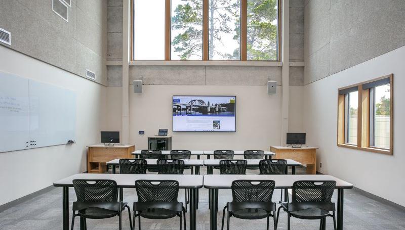 an airy media room in the Florence Center