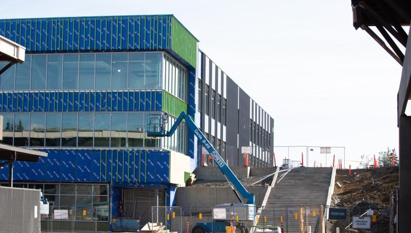 Exterior of ITEC building viewed from the west showing staircase