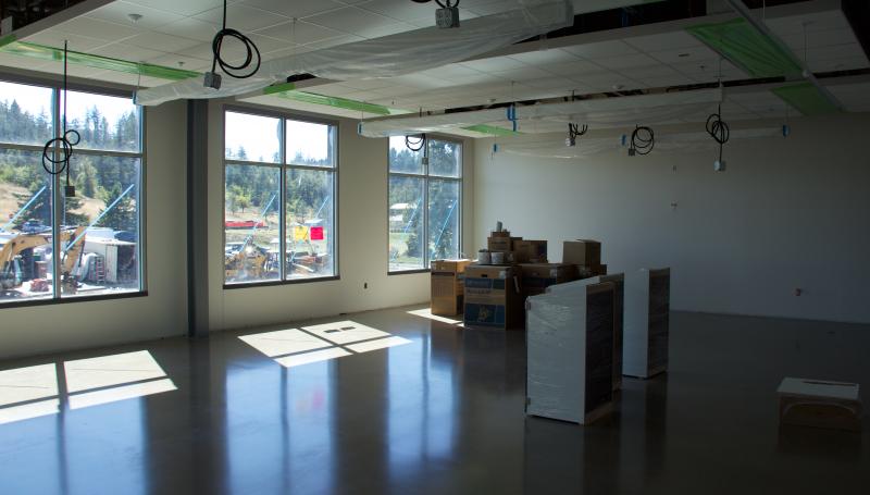 interior view of ITEC building showing a sunny, spacious classroom