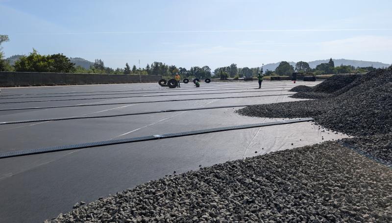 Baseball field showing preparation for turf installation