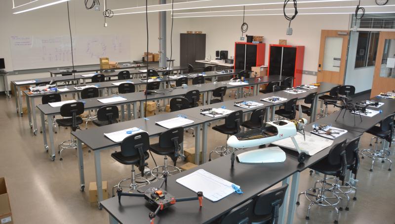 Drone program's "Fab Lab" showing the whole room