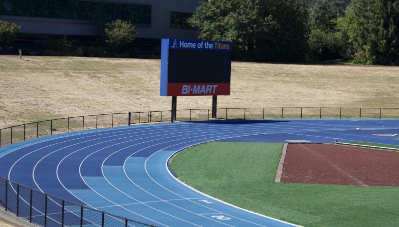 Northern view of the track, including the Lane Titans sign.