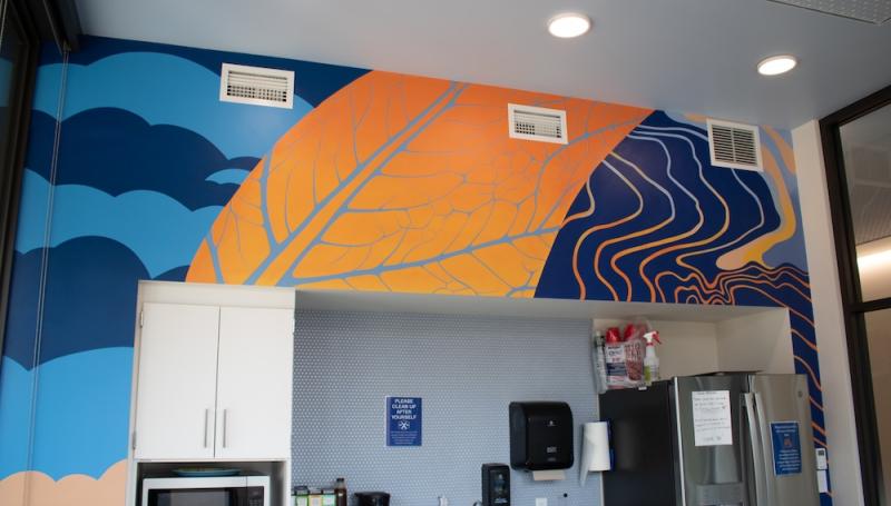 the bldg 32 mural as seen in when in the staff kitchenette area