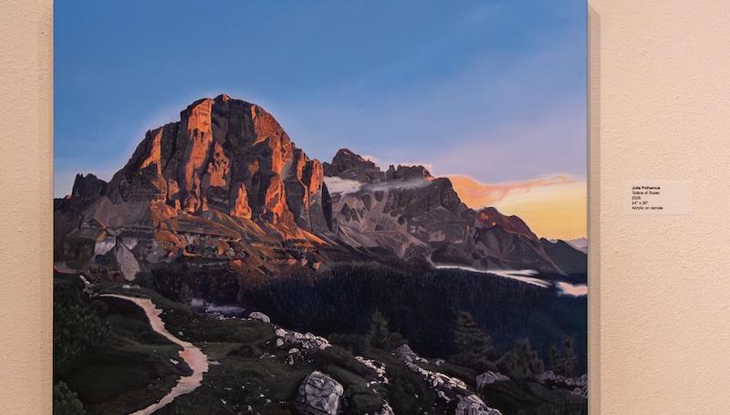 an extremely realistic acrylic painting of a mountain by Julie Polhemus