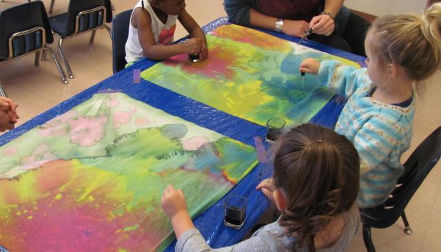 Children making art
