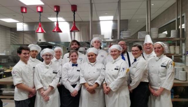 Culinary students and instructor in Ren Room