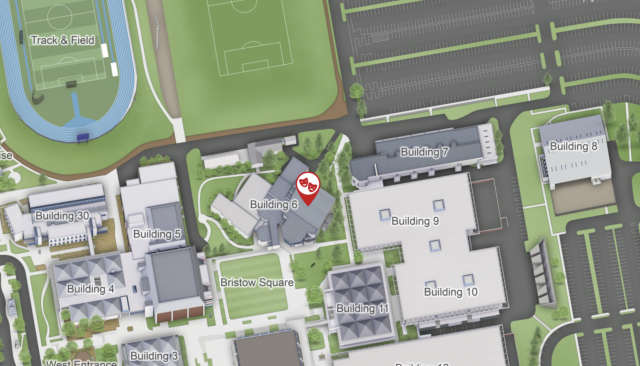 Building 6, on our campus map, located on the north central part of the campus