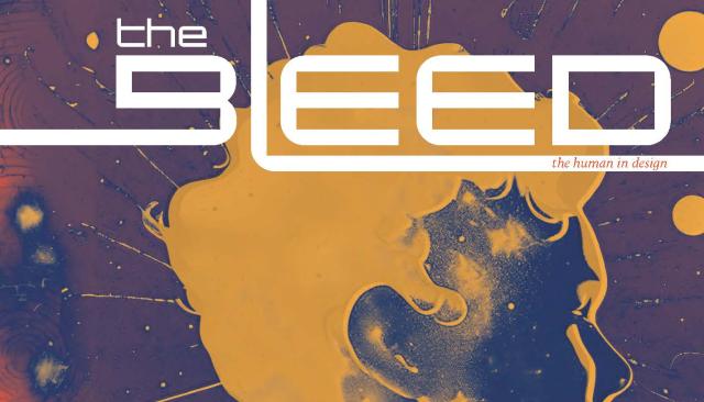an artistic magazine cover with a person and a bird against a space background