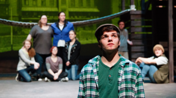 theatre students in production