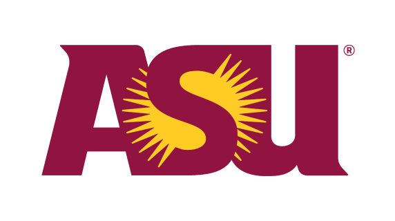 ASU Logo, with a sun behind the S