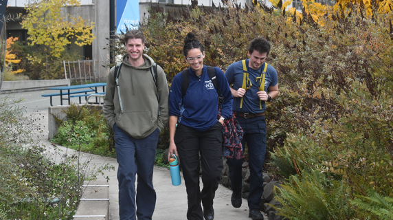 health professions students walking and talking