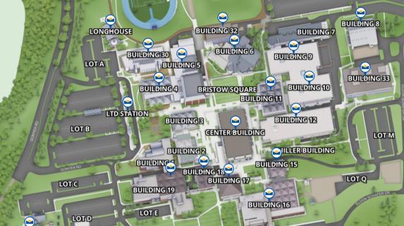 map of LCC campus showing all the buildings
