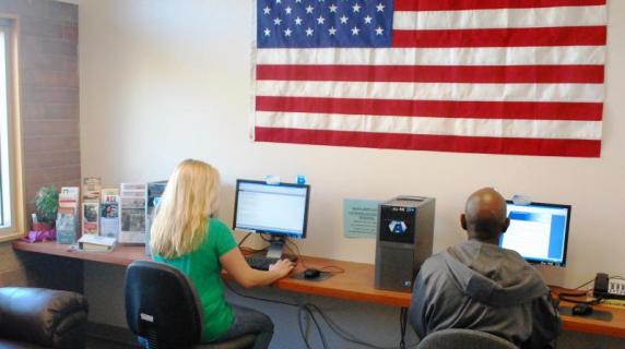 Maxwell Student Veteran Center flag wall