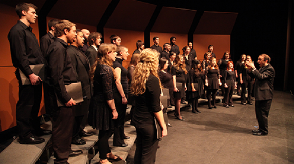 music carousel image with choir