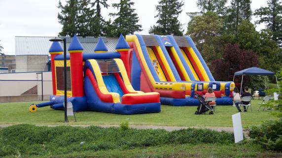 bouncy castle on quad