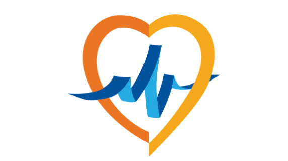 Health professions logo - a heart with a heartbeat monitor line through it