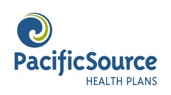 Blue PacificSource Health Plans logo with Blue & Green Swirl