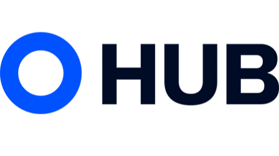 O Hub logo with blue letter O and black letters HUB