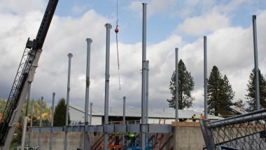 ITEC building site with emphasis on exposed new beams