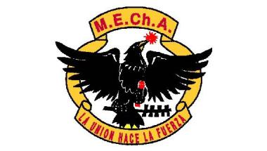 the logo for mecha, featuring a black eagle and reading "la union hace la fuerza"