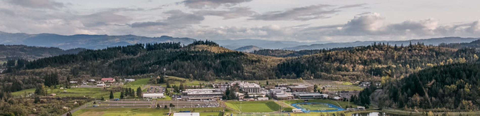 View of LCC main campus from hillside