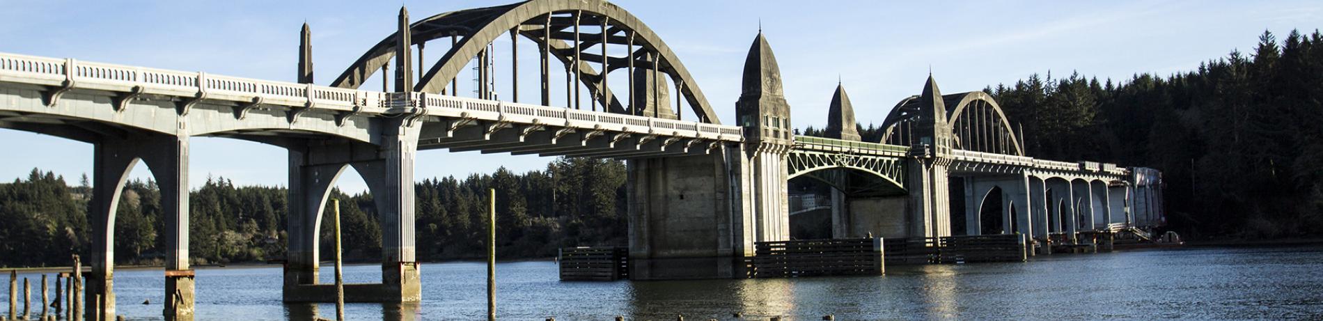 Image of the Siuslaw River Bridge, in Florence, Oregon