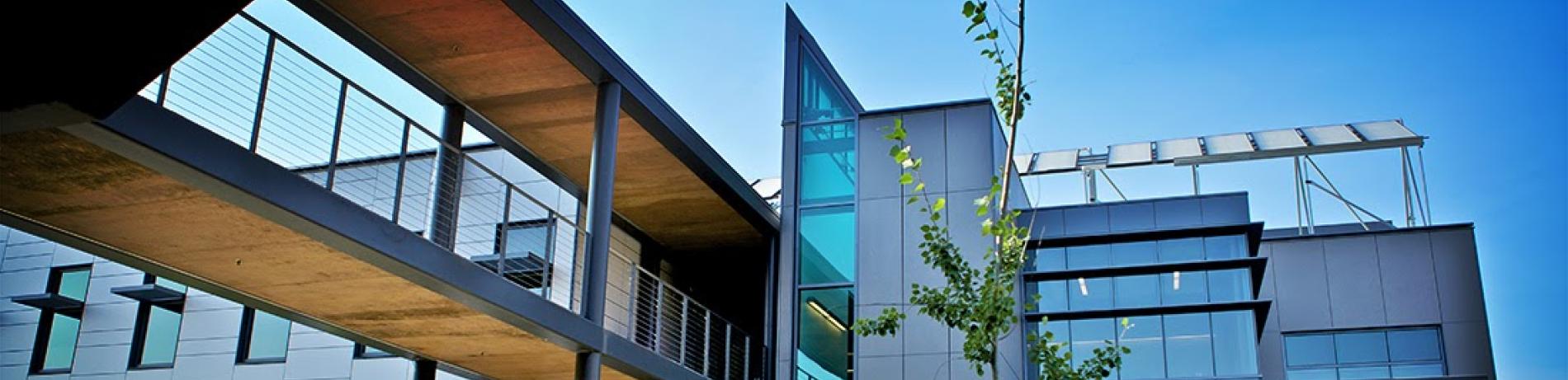 second story bridge between buildings on lane campus