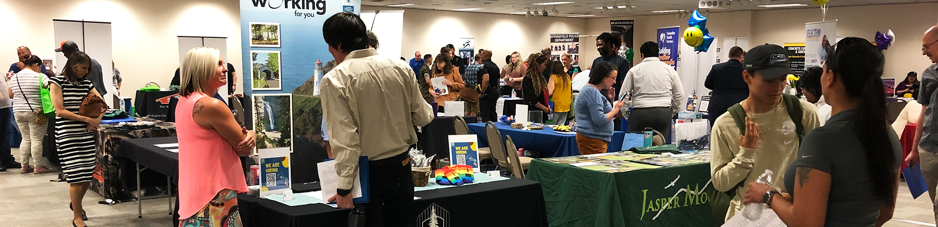 employers and prospective employees at a job fair