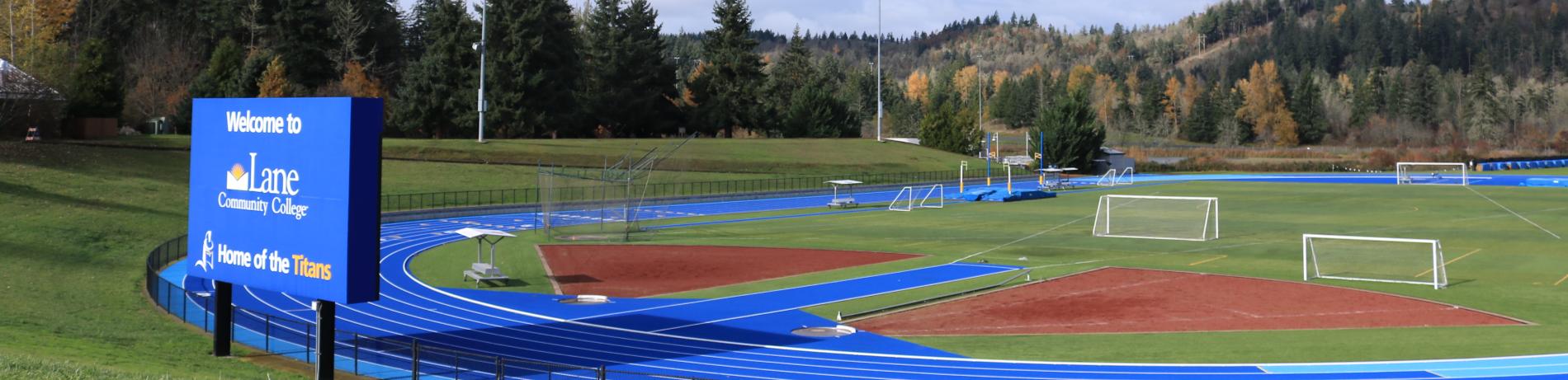Southeast corner view of the track with LCC board 