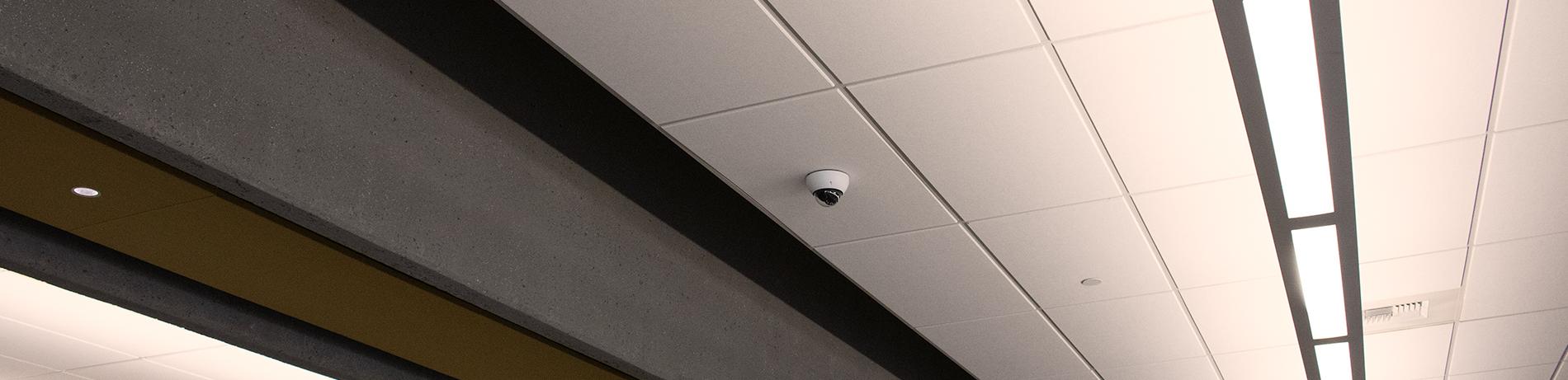 a security camera in the dining hall