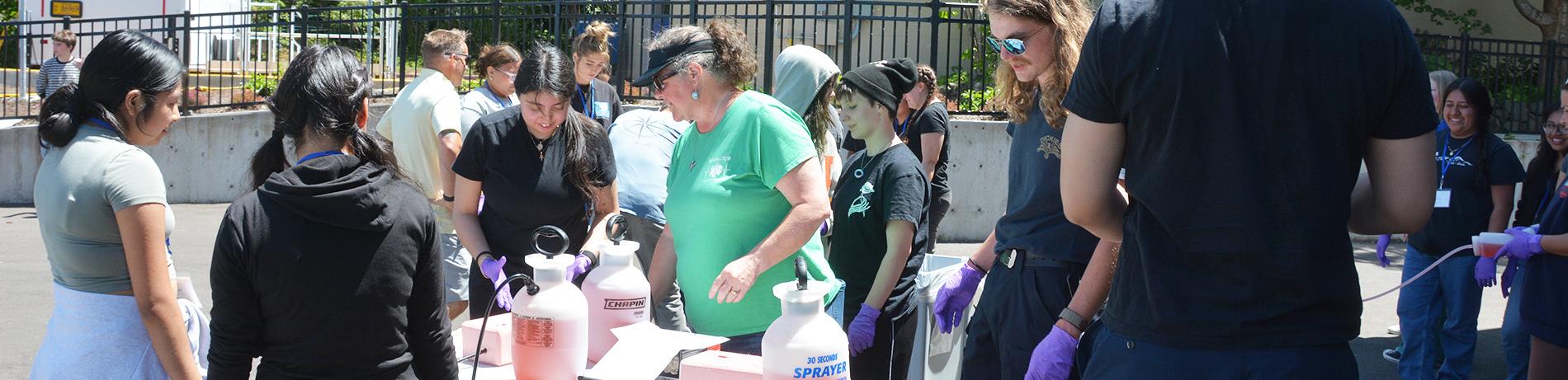teenagers at a health profession summer camp at LCC learn emergency medical services