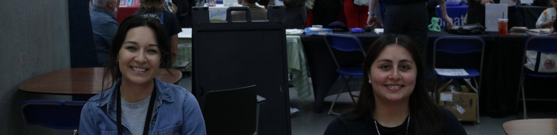 photo of tables and students at job fair