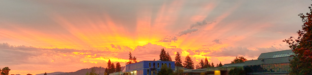 sunrise over campus