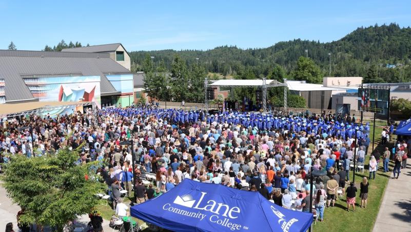 Ariel view of LCC's 2019 Commencement