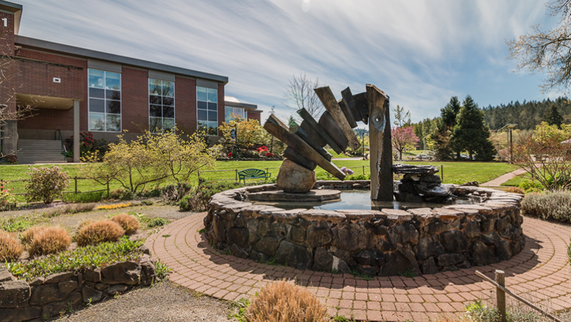 Fountain by Building 1 on main campus