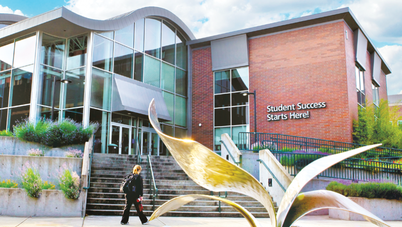 Building 1 with a sign that reads "Student Success starts here"