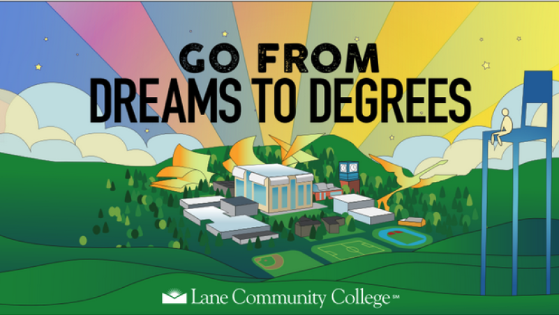 Dreams to Degree image used for a campus billboard