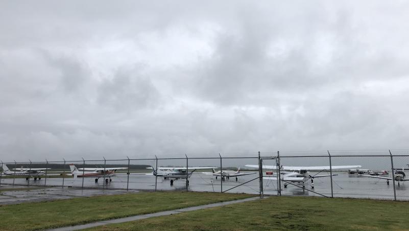 LCC's planes parked on a tarmac on a cloudy day