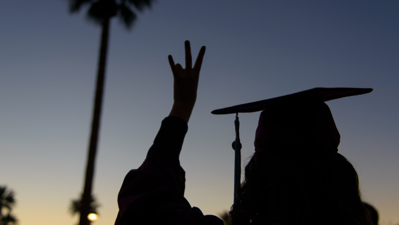 College graduate on ASU campus