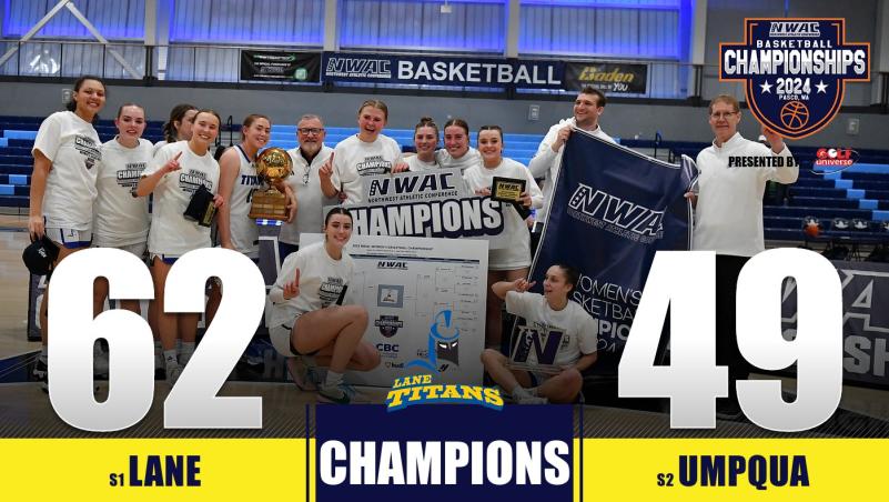 Lane Titans Women's Basketball wins NWAC Championship over Umpqua, 62-49