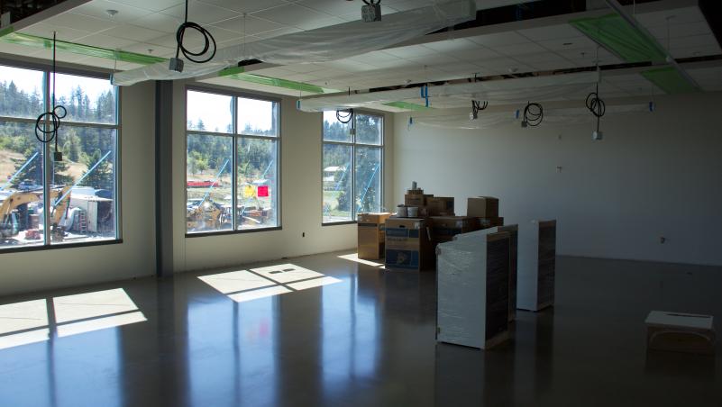interior view of ITEC building showing a sunny, spacious classroom