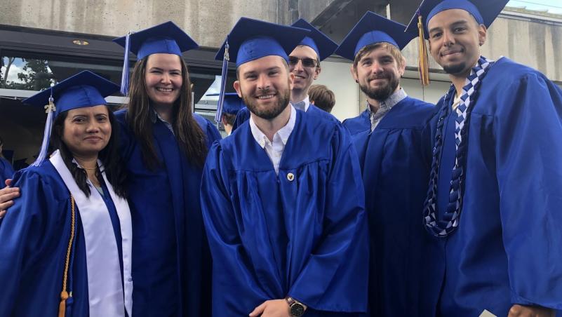 Physical Therapist Assistant Students in caps and gowns at Lane Community College 2024 Commencement