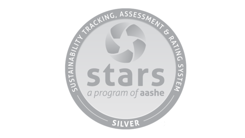 Grey circular STARS silver award logo on white background