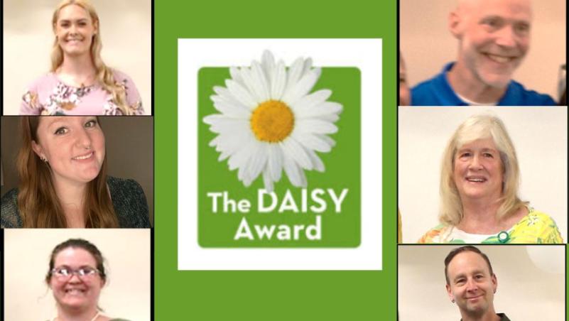 DAISY Award Logo with portraits of Six Winners from 2025 Awards at Lane Community College
