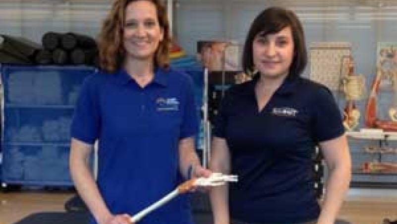 Lane PTA Coordinator Christina Howard and NAIOMT business development director Heather Chavin image of Christina Howard and Heather Chavin