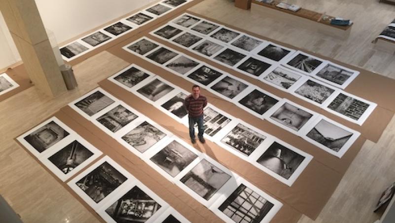 Erik Kunsman with his work