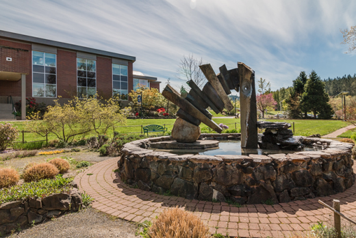 Fountain by Building 1 on main campus